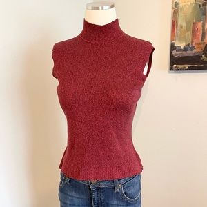 COLDWATER CREEK Sleeveless Red & Black Mock Neck Sweater ~ X-Small